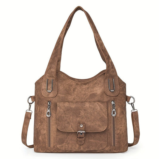 Vintage-Style Vegan Leather Shoulder Bag - Marivelle