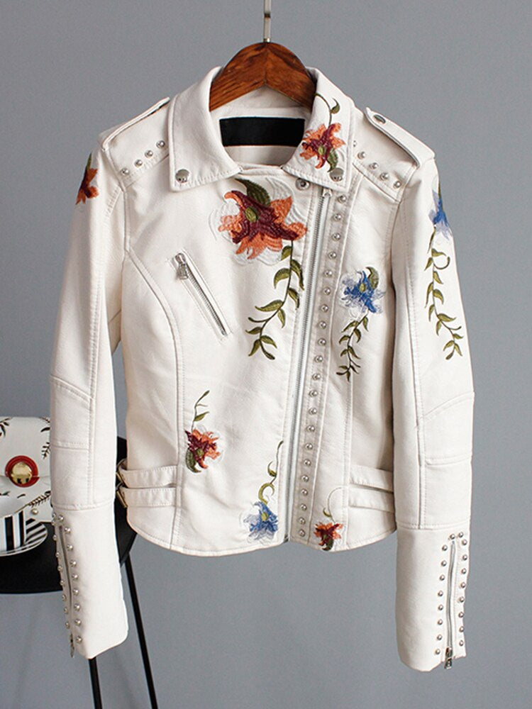Cropped women's faux leather jacket with zip – Herbstzauber Rona