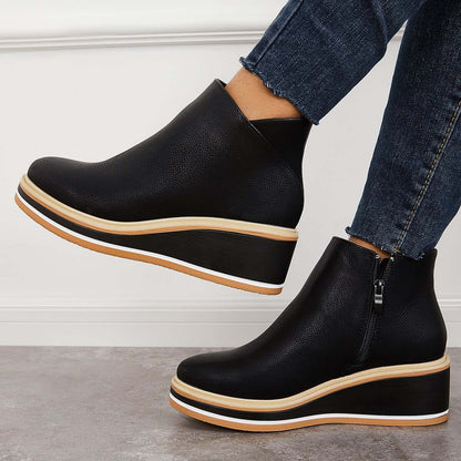 Stylish autumn wedge ankle boots – Mila