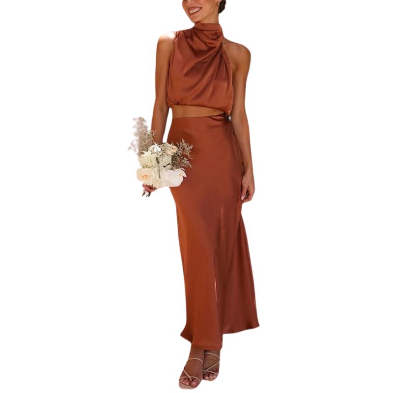 Satin two-piece set with skirt – Lina
