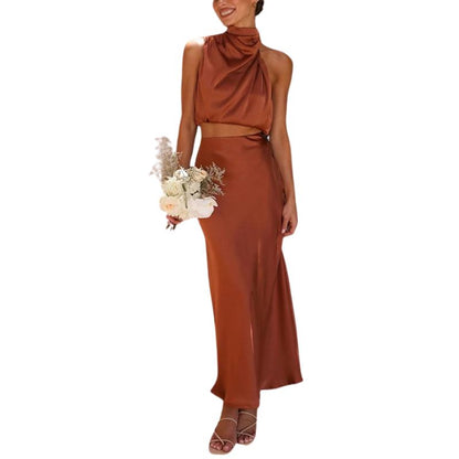 Satin two-piece set with skirt – Lina