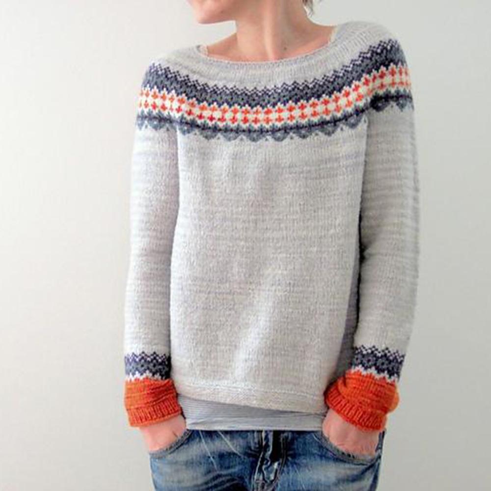 Scandinavian Trendy Sweater with Lively Pattern - NordicChic