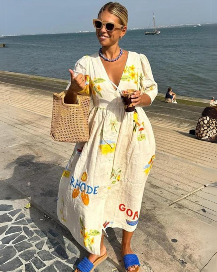 Oversized V-neck summer dress – Amara
