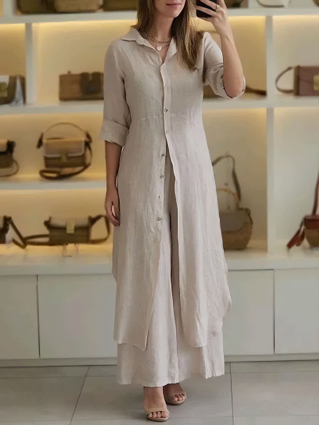 Two-piece women's autumn linen set – Amaya