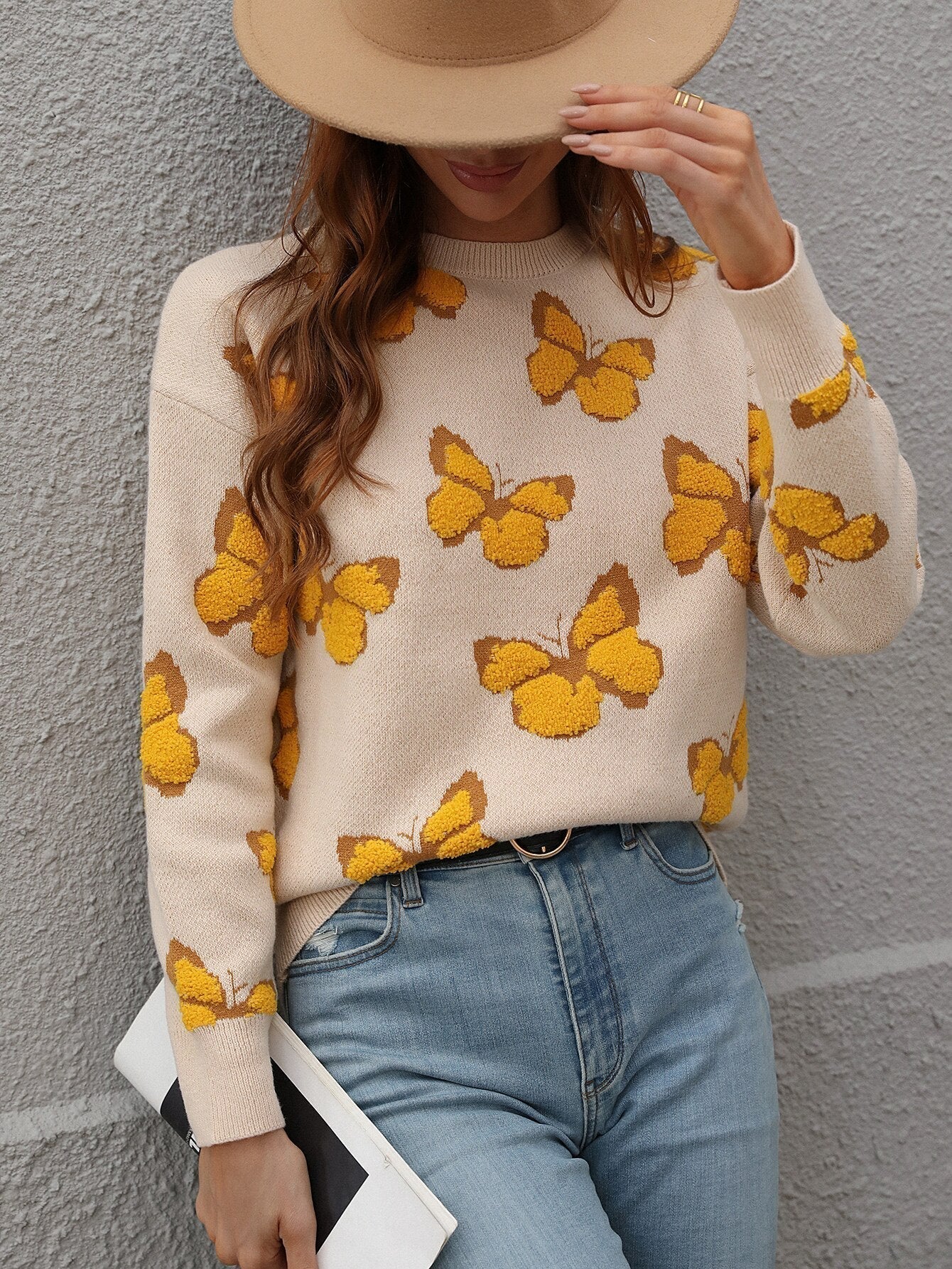 Ladies' Sweater with Butterfly Pattern – Liora