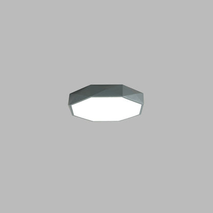 Grey faceted octagonal flush-mount light floating against a plain light grey background 10