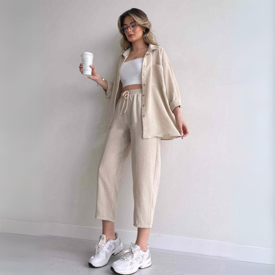 Light women's linen two-piece – Camille