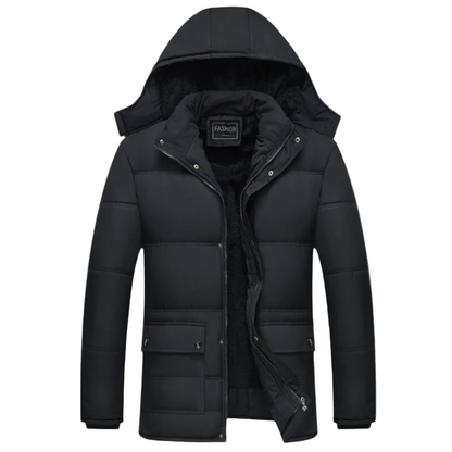 Black Padded Men's Winter Coat with Modern Cut – Leon