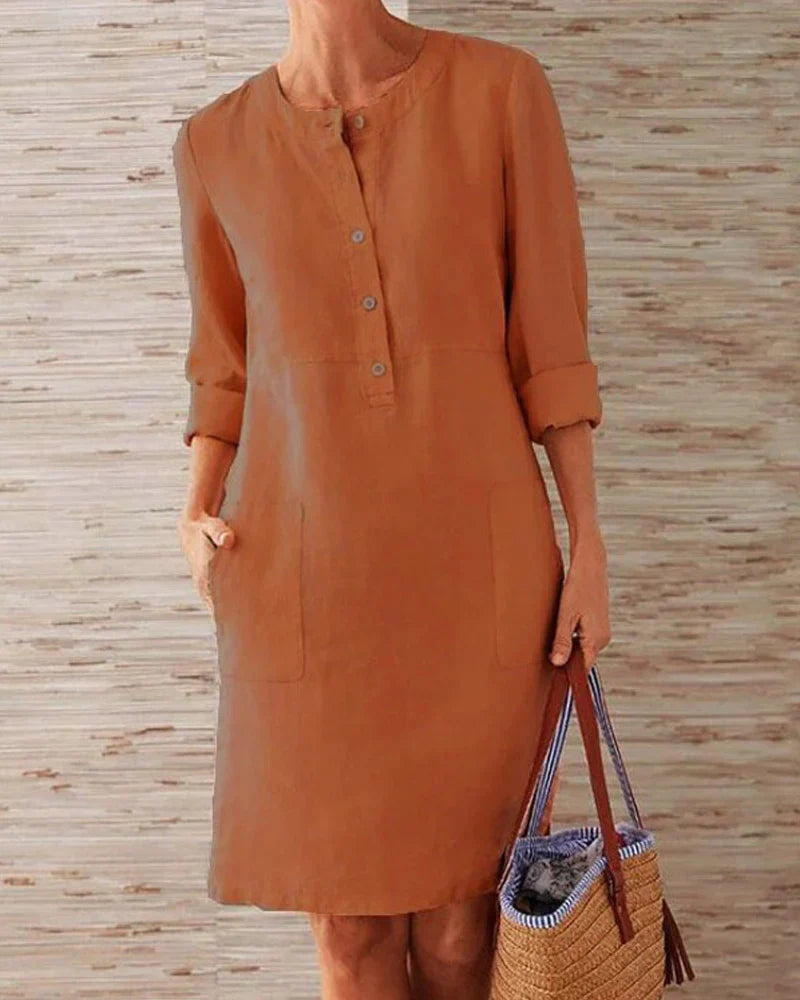 Elegant autumn dress with button placket – Allegra