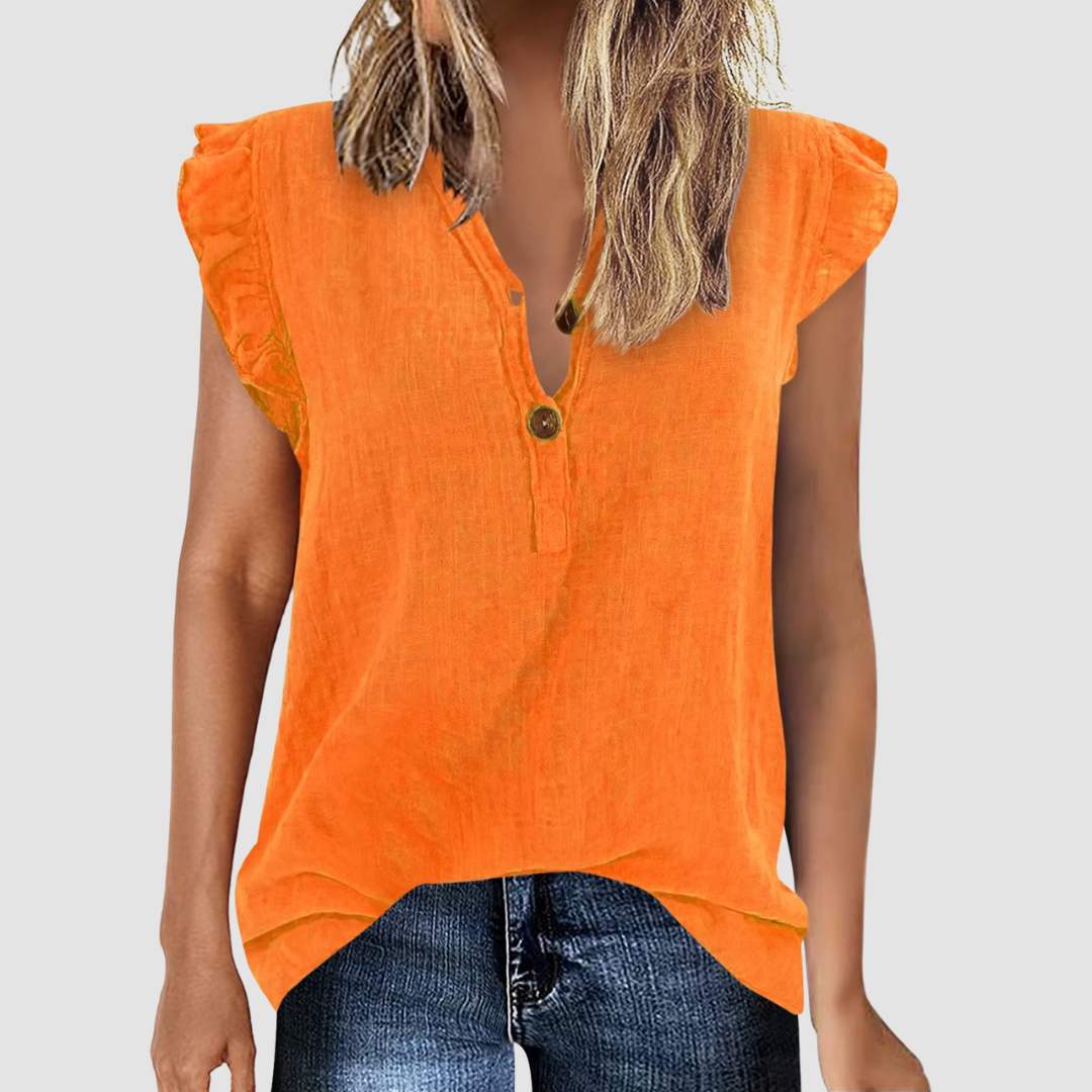 Casual women's summer blouse with button placket – Léa