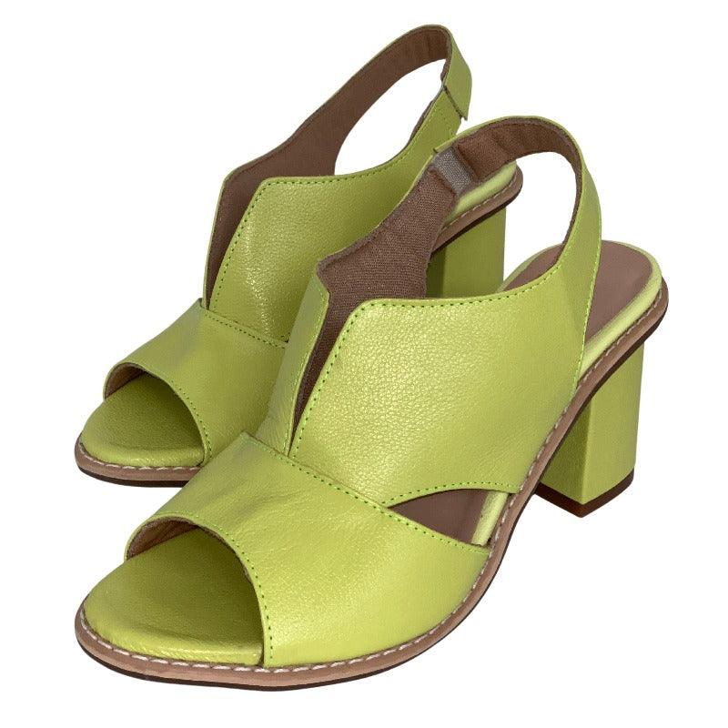 Women’s leather sandals with heel & comfort footbed – Selina