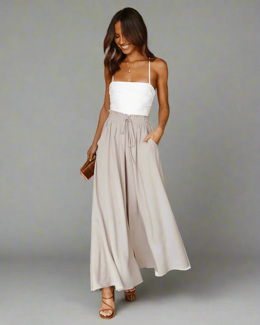 Light ladies' summer trousers with a high waist – Mira