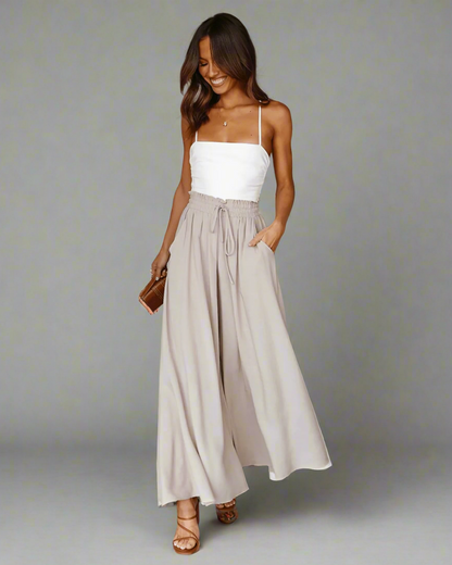 Light ladies' summer trousers with a high waist – Mira