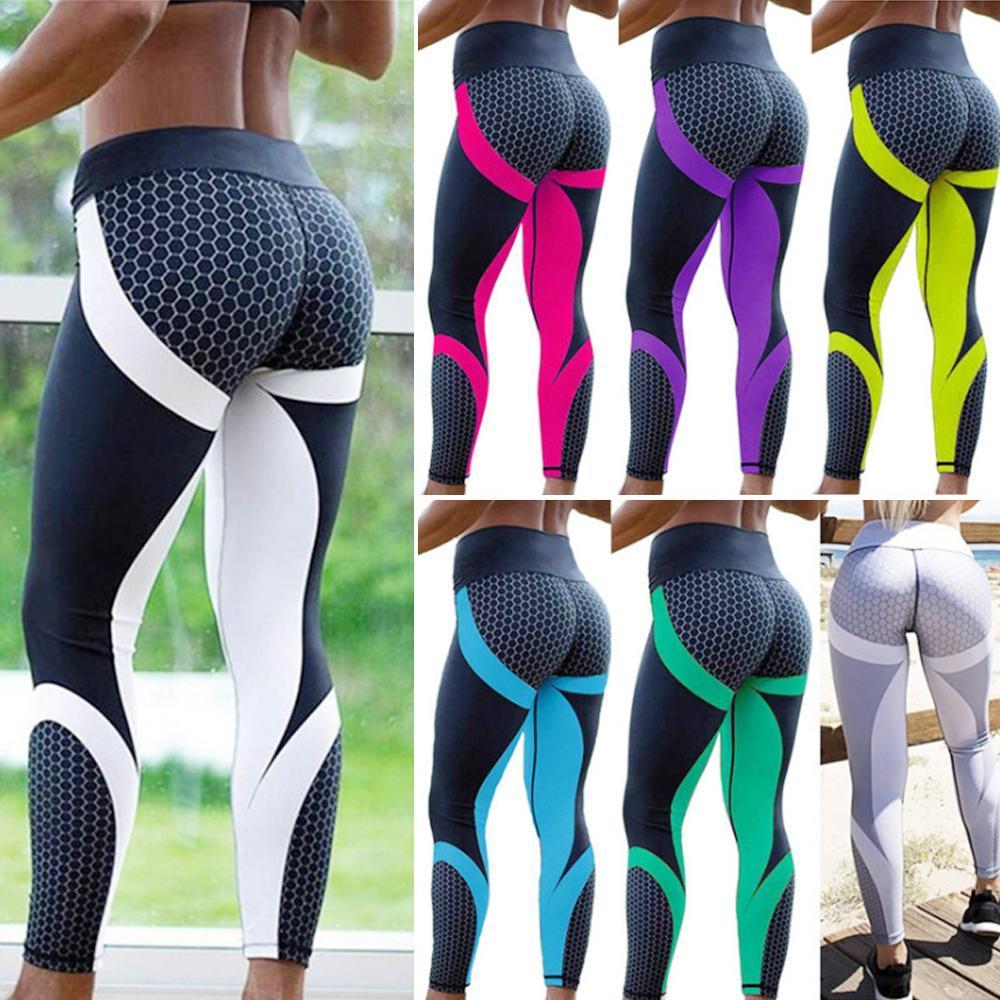 High Waisted Women's Yoga Leggings with Geometric Pattern - Aurora