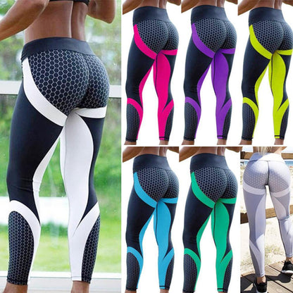High Waisted Women's Yoga Leggings with Geometric Pattern - Aurora