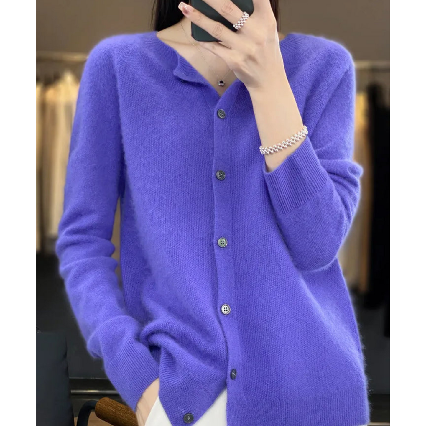 Ladies' Round Neck Cardigan – Amalia Autumn Enchantment