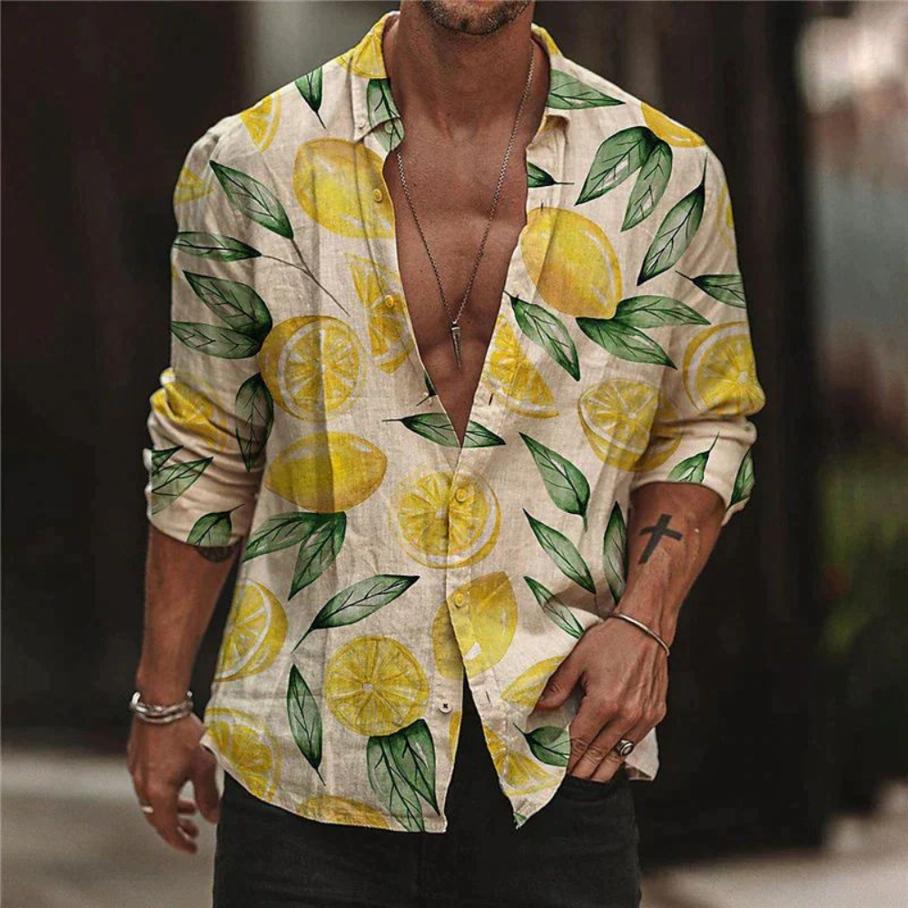Summer shirt with lemon print for men – Matteo