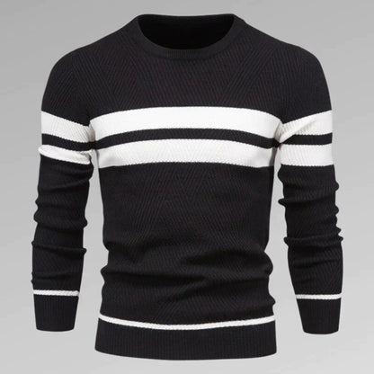 Men's striped knit pullover with round neckline – Fabio