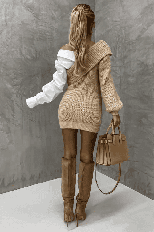 Knitted dress with attached shirt – Elodie