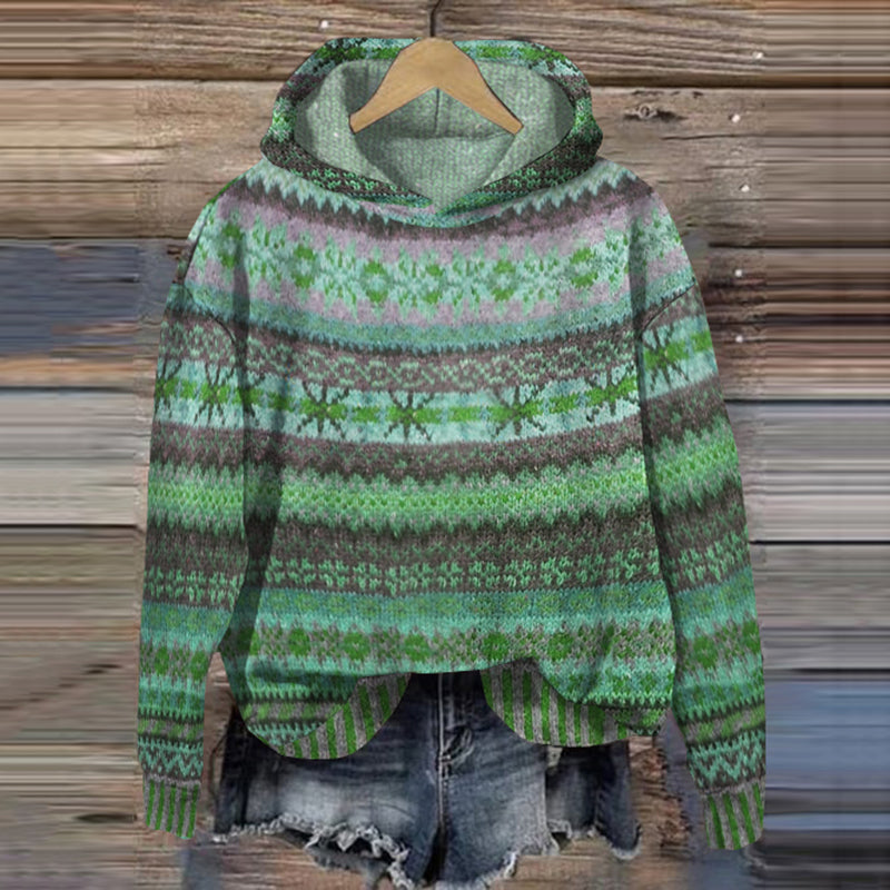 Warm Ladies Hoodie with Pattern – Freya