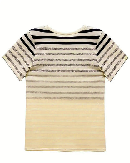 Striped women's T-shirt with round neckline & gradient – Melia