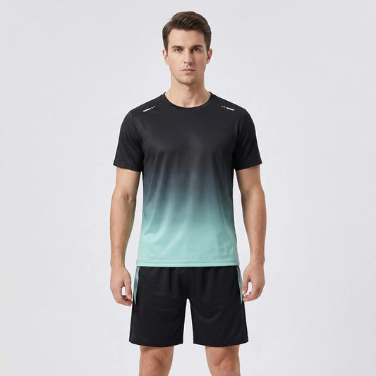 2-Piece Gradient Short-Sleeve Sports Set - Archie