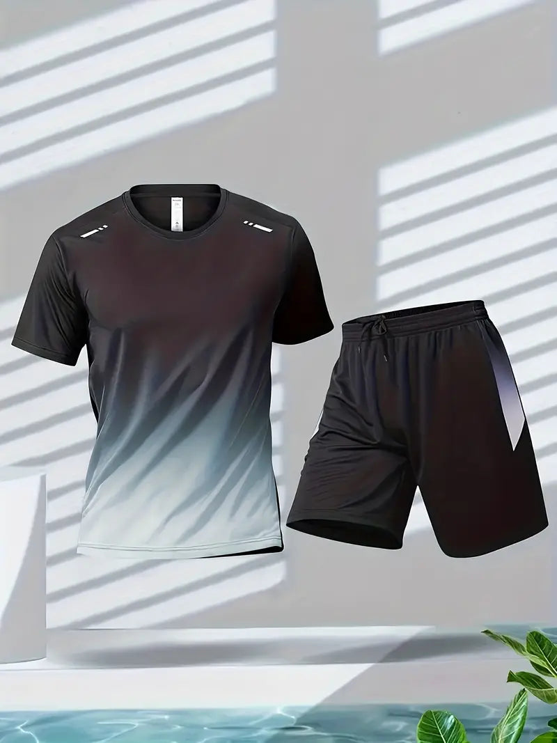 2-Piece Gradient Short-Sleeve Sports Set - Archie