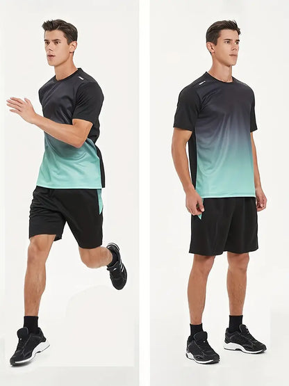 2-Piece Gradient Short-Sleeve Sports Set - Archie