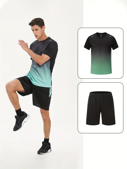 2-Piece Gradient Short-Sleeve Sports Set - Archie