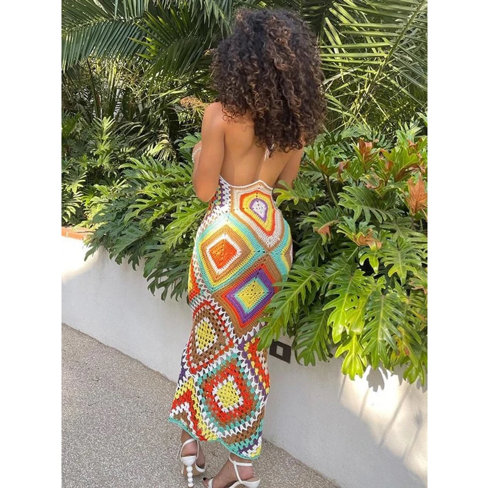 Handmade Long Crocheted One‑Piece Beach Dress – Soleia