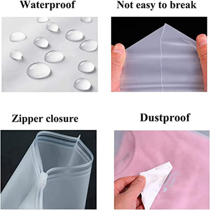 Versatile Frosted Zip Storage Bags – 20-Pack Plastic Garment Protectors (Buy 2 Sets, Get 1 FREE)