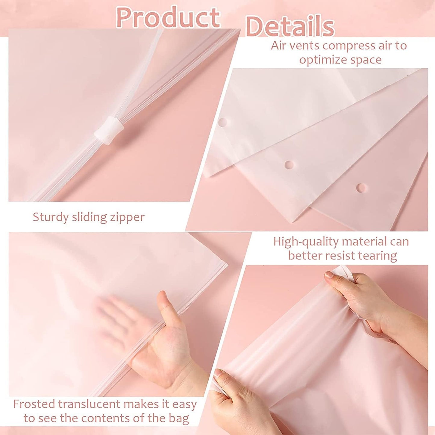 Versatile Frosted Zip Storage Bags – 20-Pack Plastic Garment Protectors (Buy 2 Sets, Get 1 FREE)