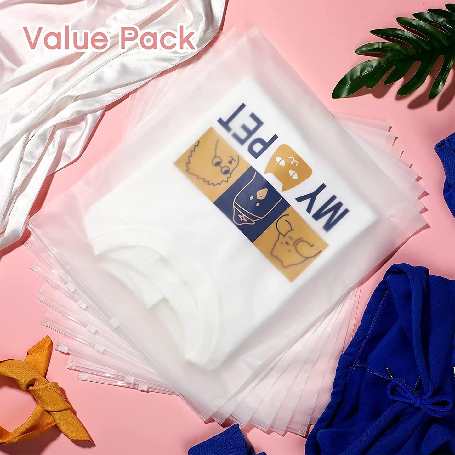 Versatile Frosted Zip Storage Bags – 20-Pack Plastic Garment Protectors (Buy 2 Sets, Get 1 FREE)