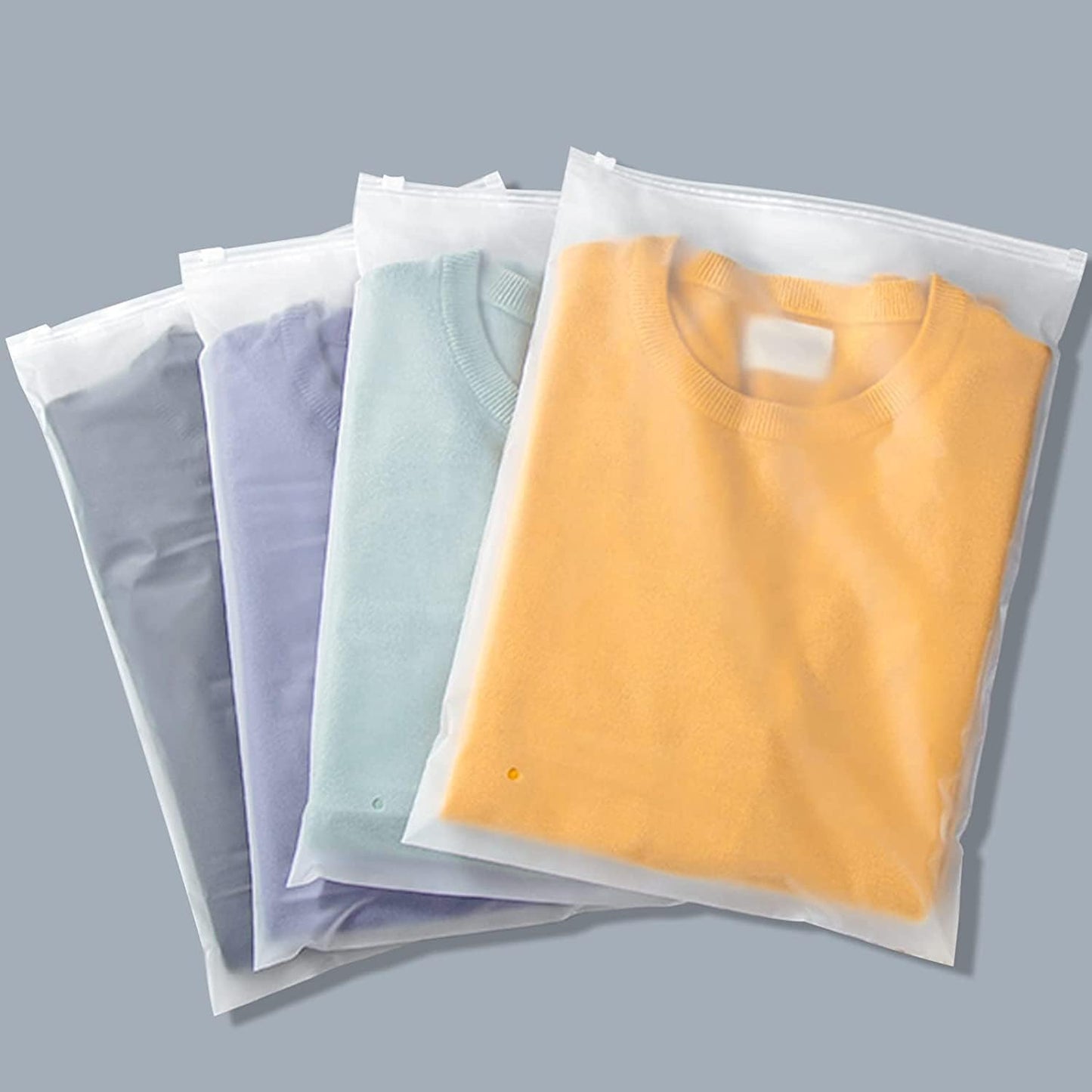 Versatile Frosted Zip Storage Bags – 20-Pack Plastic Garment Protectors (Buy 2 Sets, Get 1 FREE)