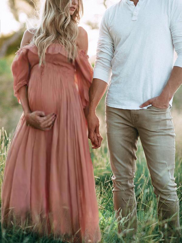 Boho Chic Maternity Dress with Boat Neck - Elora