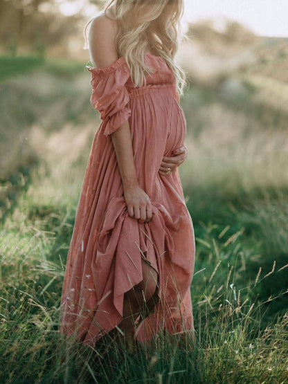 Boho Chic Maternity Dress with Boat Neck - Elora