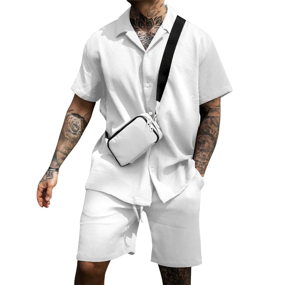 Two-piece summer set for men with shirt and shorts - Milan