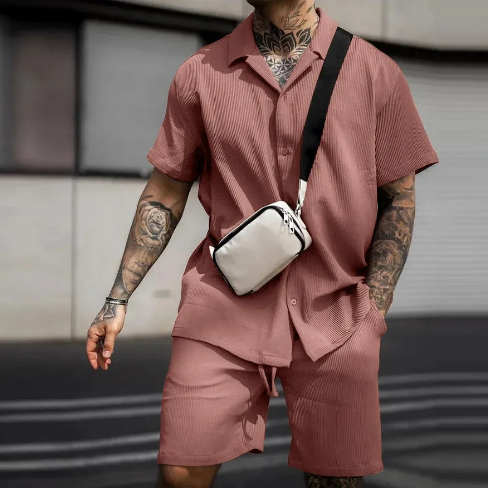 Two-piece summer set for men with shirt and shorts - Milan