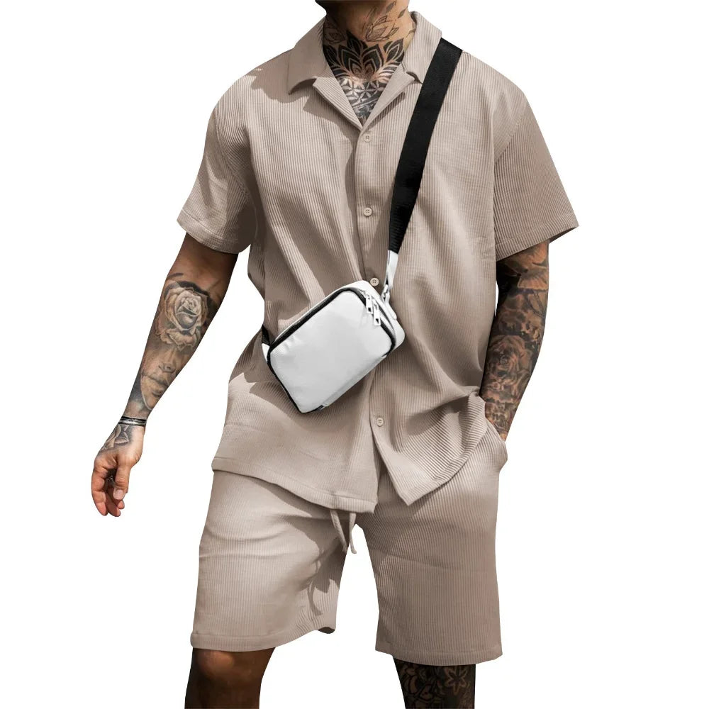 Two-piece summer set for men with shirt and shorts - Milan
