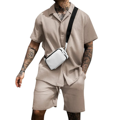 Two-piece summer set for men with shirt and shorts - Milan