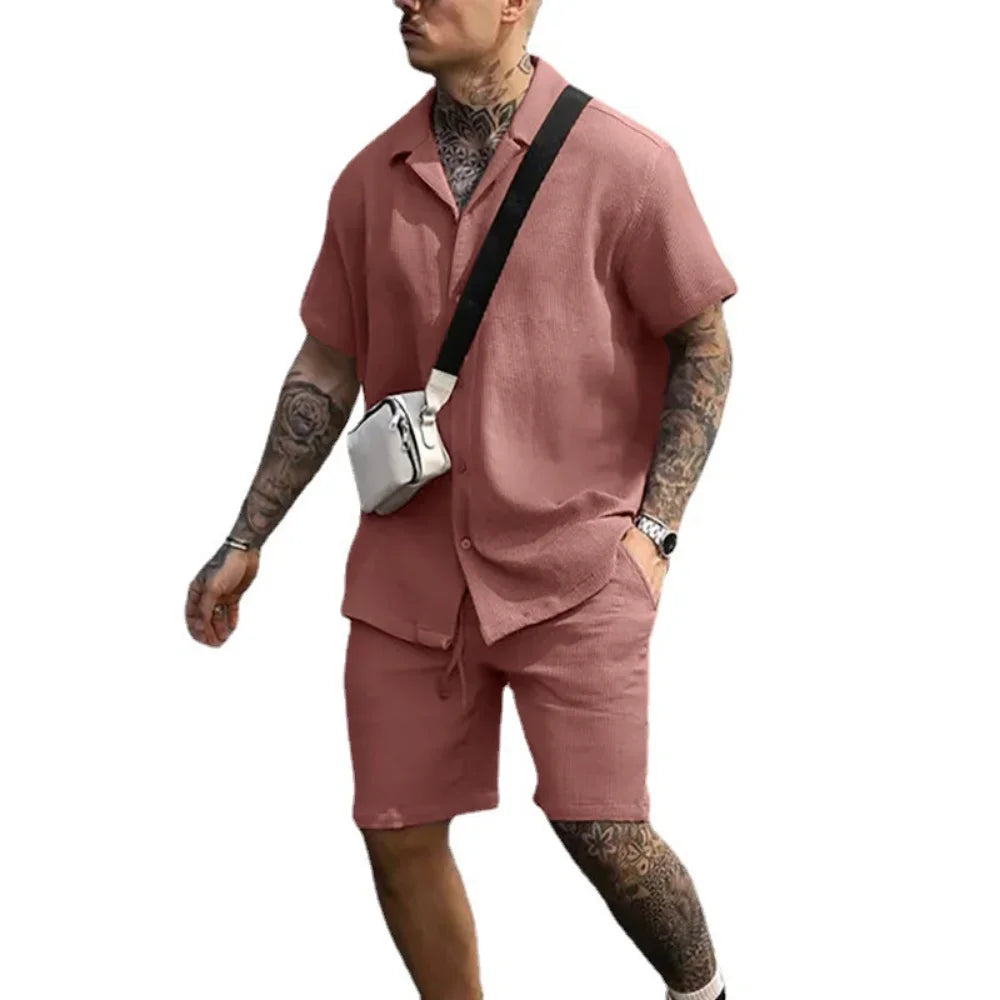 Two-piece summer set for men with shirt and shorts - Milan