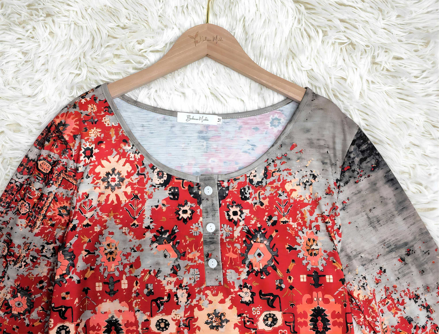 Vintage Aztec Print Long Sleeve - Autumn Pattern