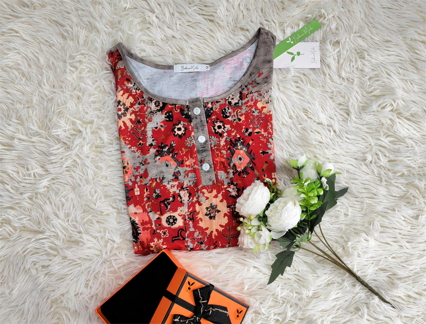 Vintage Aztec Print Long Sleeve - Autumn Pattern