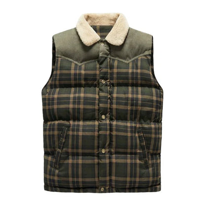 Men's Outdoor Gilet with Check Pattern & Stand Collar - Lennart