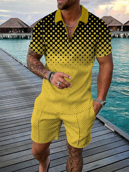 Two-piece men's summer outfit with polo shirt and shorts – Damon