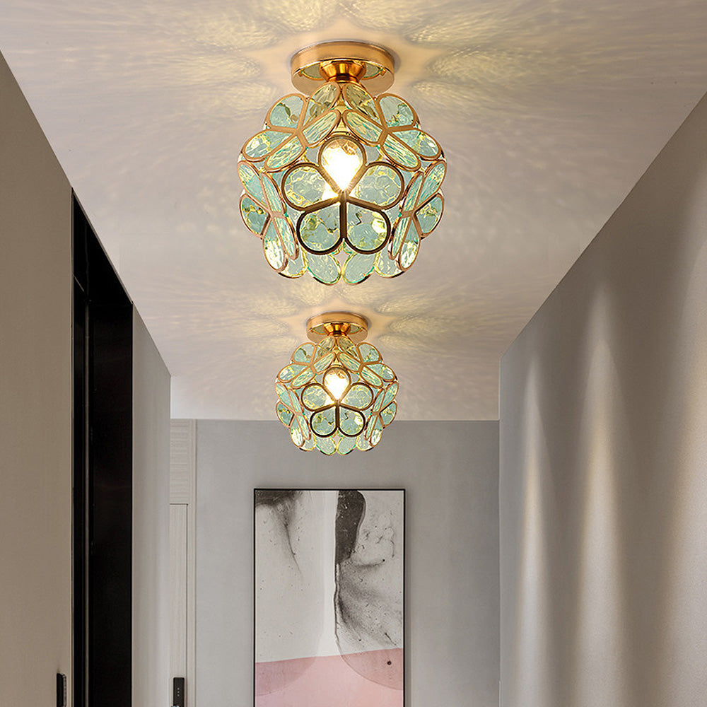 Artistic Glass Ceiling Lamp with Flower Pattern - FlowerHall