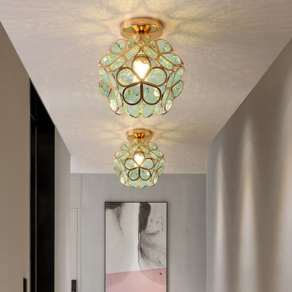 Artistic Glass Ceiling Lamp with Flower Pattern - FlowerHall