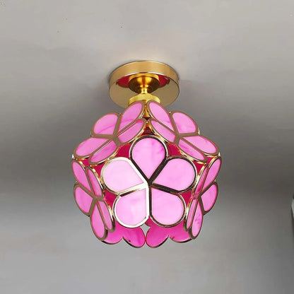 Artistic Glass Ceiling Lamp with Flower Pattern - FlowerHall