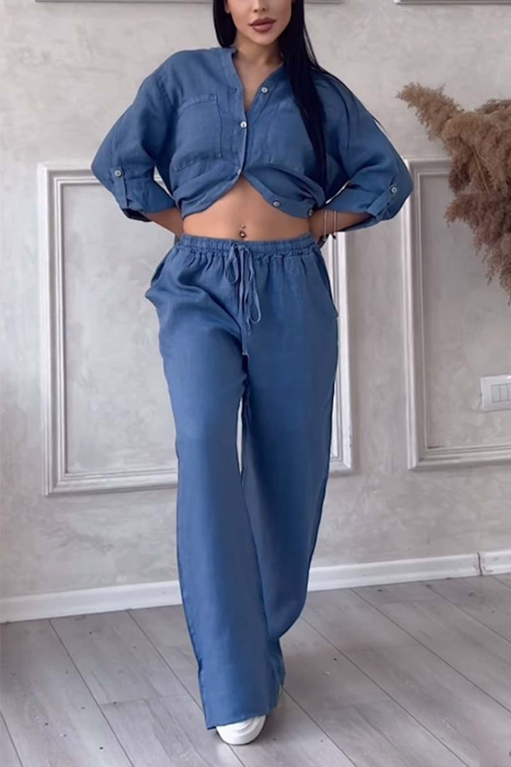 Two-piece linen women's summer outfit – Alina