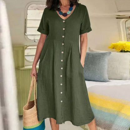Casual cotton-linen summer dress – Noor